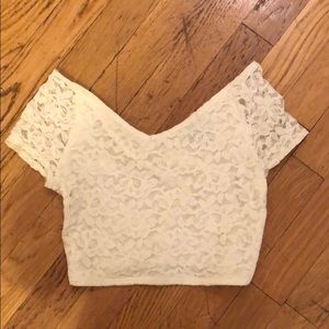 TOPSHOP Crop Top White Lace PARTY TOP SIZE 2 EUC
